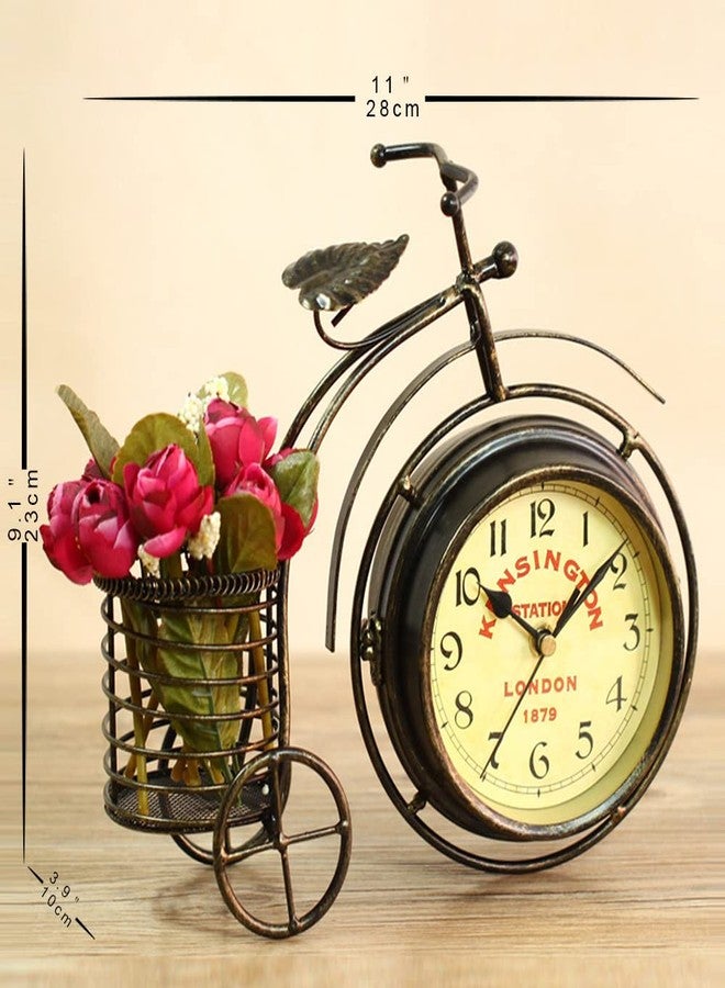 NEOTEND Desk Clock Vintage Table Clock Desktop Farmhouse Tabletop Metal Clock for Office Bedroom Silent Quartz Decor Double Sided - Image 2